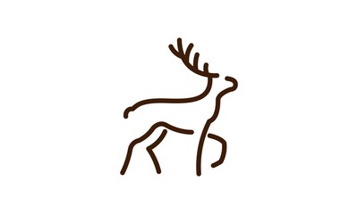 Fototapeta na wymiar 1 Line Deer Logo Icon