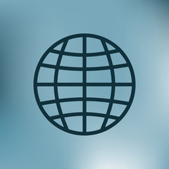 Flat paper cut style icon of globe