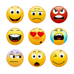 Set of emoticons on white background. Vector illustration of icons