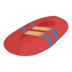 Red inflatable boat icon. Cartoon illustration of inflatable boat vector icon for web