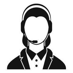 Support phone operator in headset icon. Simple illustration of phone operator in headset vector icon for web