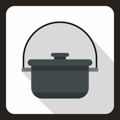 Cooking cauldron icon. Flat illustration of cooking cauldron vector icon for web isolated on a white background