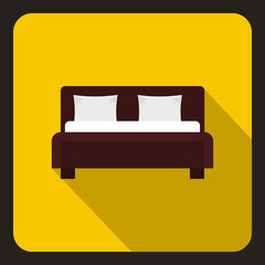 Brown double bed icon. Flat illustration of double bed vector icon for web