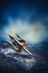 High contrast image of Poseidon's trident at sea