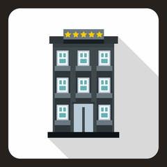 Hotel building icon. Flat illustration of hotel building vector icon for web