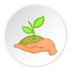 Sprout on palm logo. Flat illustration of sprout on palm vector logo for web