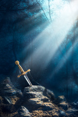 Fototapeta premium sword in the stone excalibur