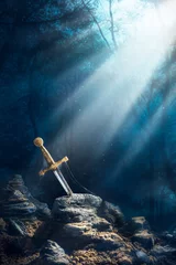Fotobehang sword in the stone excalibur © fergregory