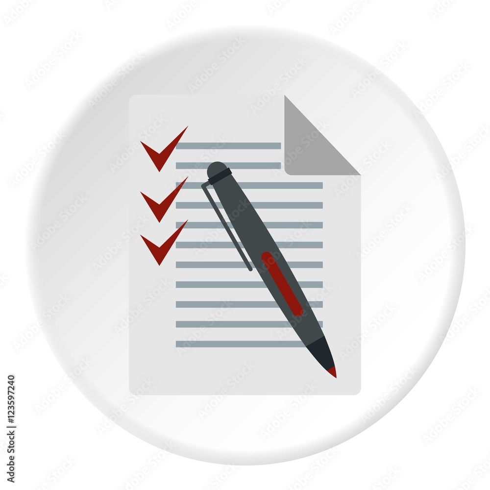 Poster checklist and pen icon. flat illustration of checklist vector icon for web design