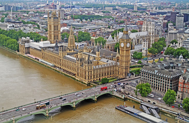 parliament building of london from above 