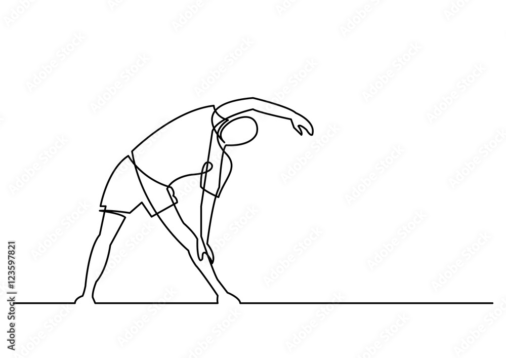 Poster continuous line drawing of exercising man