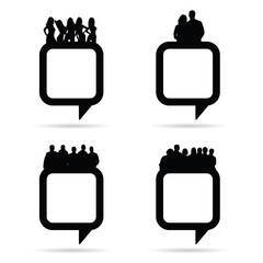 people silhouette on speech bubble illustration