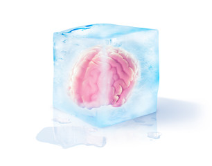 brain freeze concept isolated on white