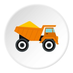Machinery with sand icon. Flat illustration of machinery with sand vector icon for web