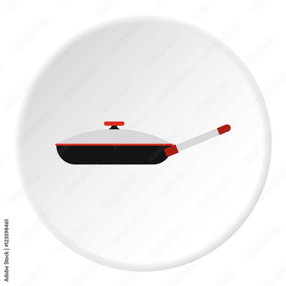 Poster frying pan with lid icon. flat illustration of frying pan with lid vector icon for web
