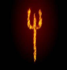 Concept Fire Trident on Black Background