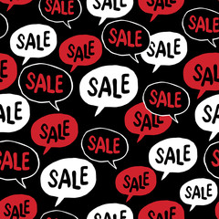 Black Friday Seamless pattern. Speech Bubble with 