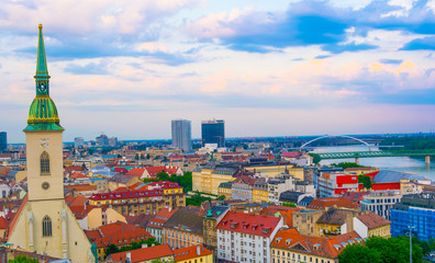 aerial view of the saint martin cathedral in Bratislava, Slovakia