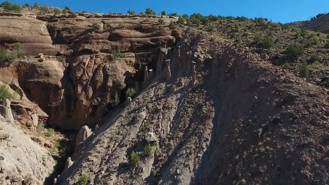 Aerial Drone Footage of rocks and river in Escalante Canyon in the Colorado Rockies