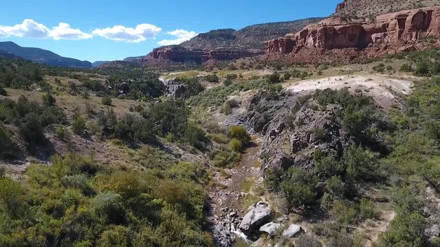 Aerial Drone Footage of rocks and river in Escalante Canyon in the Colorado Rockies