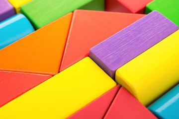 different color and shape wooden toy blocks