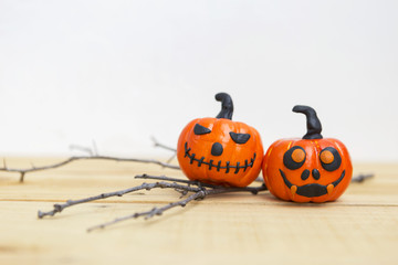 Halloween concept, Funny handmade halloween pumpkin