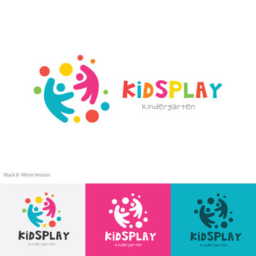 Kids logo, kids play logo, kindergarten logo, toy logo
