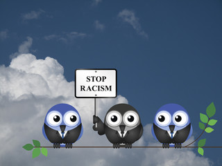 Representation of bigotry with stop racism message