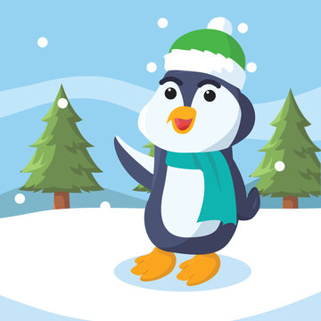 penguin on snow vector illustration design
