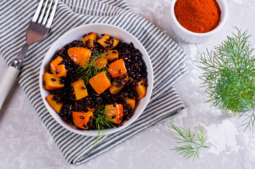Black rice with pumpkin