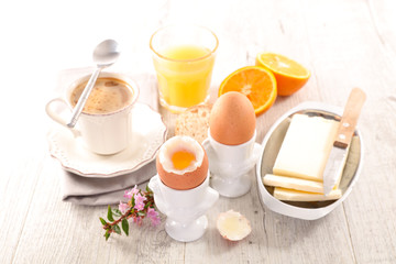 breakfast with egg and coffee