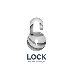 Vector creative abstract lock logo created with lines