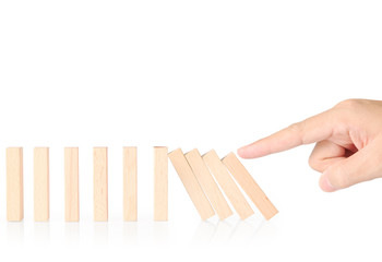 hand stop  dominoes continuous toppled