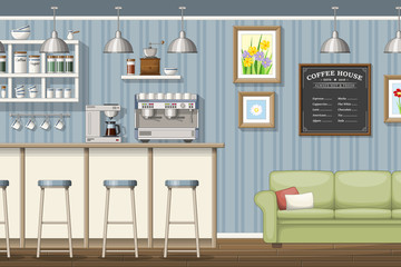 Illustration of a classic coffee shop
