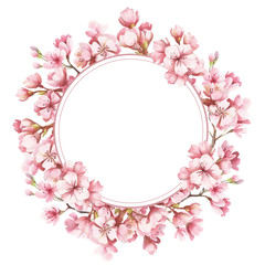 Frame with the cherry blossoms. Watercolor illustration. - 123607603