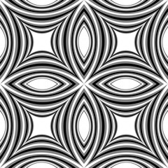 Seamless Monochrome Striped Pattern of Concave Rectangles Expanding from Center. Visual Volume Effect. Polygonal Geometric Abstract Background.  Vector Illustration.