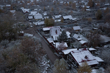 first snow in  village
