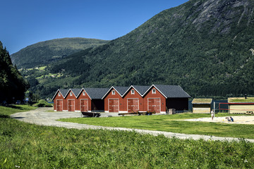 Fototapeta na wymiar Red houses in Norway
