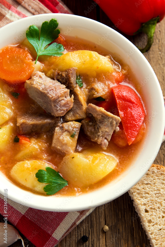 Wall mural stew with meat and vegetables