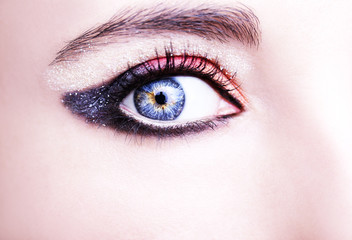 Obraz premium Eye Makeup. Beautiful Eyes Glitter Make-up. Holiday Makeup detail