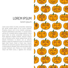 Vector cartoon hand drawn Halloween Pumpkin background