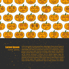 Vector cartoon hand drawn Halloween Pumpkin background