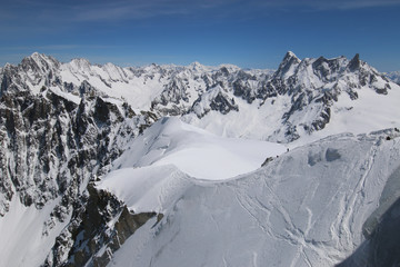 Extrem Skigebiet Vallee Blanchet. Aiguille de Midi. Chamonix-Mont-Blanc. Frankreich