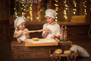 brother and sister baked, the dough is rolled out, the concept o