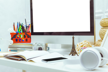 working table with computer