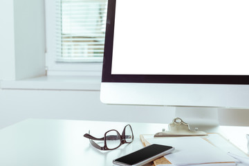 working table with computer