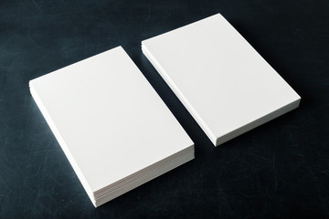 backed paper blank business cards on the stack