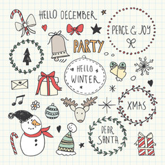 Christmas doodles set