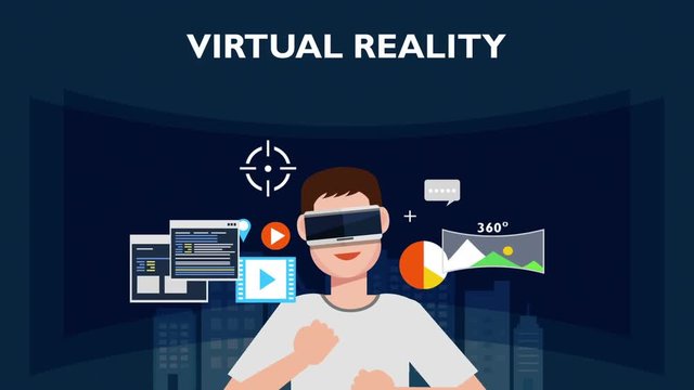 Concept of 'VIRTUAL REALITY' illustration, vector image.