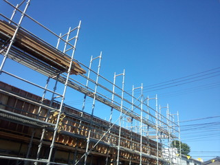 工事現場の外部足場